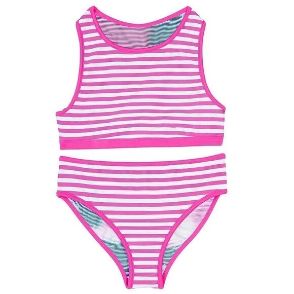 NWT EDDIE BAUER Youth Girls 4 Piece Reversible Swim Set in Pink Mul… - Sizes M & - Picture 6 of 8